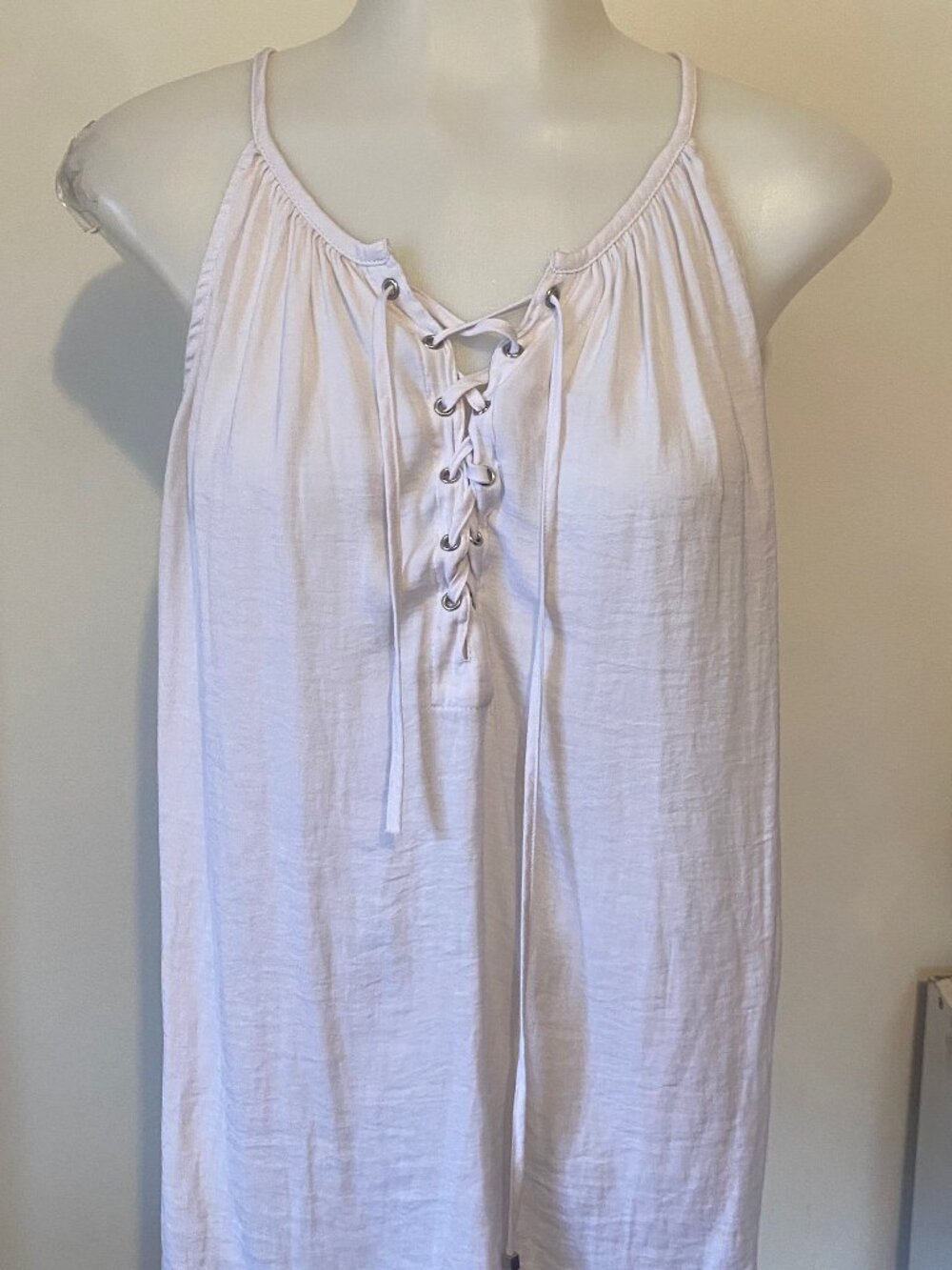 Jennifer Lopez Blush Lace-Up Flowy Halter Top